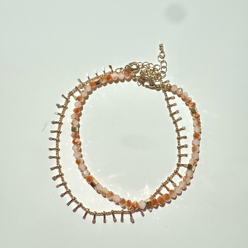 Elegant Gold and Brown Beaded Anklet - Picture 3 of 3